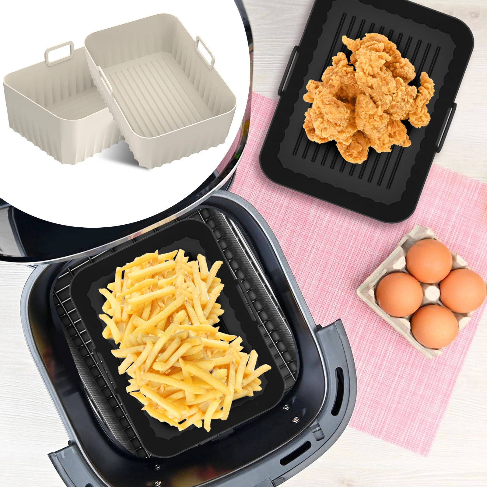 2Pcs Air Fryer Silicone Liners - Air Fryer Silicone Pot Liner review and price